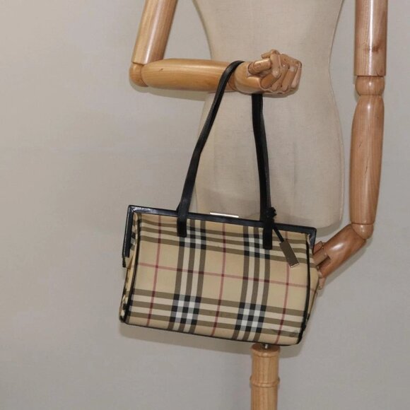 BURBERRY Nova Check Shoulder Bag PVC Beige Auth BA1737 - Picture 3 of 16